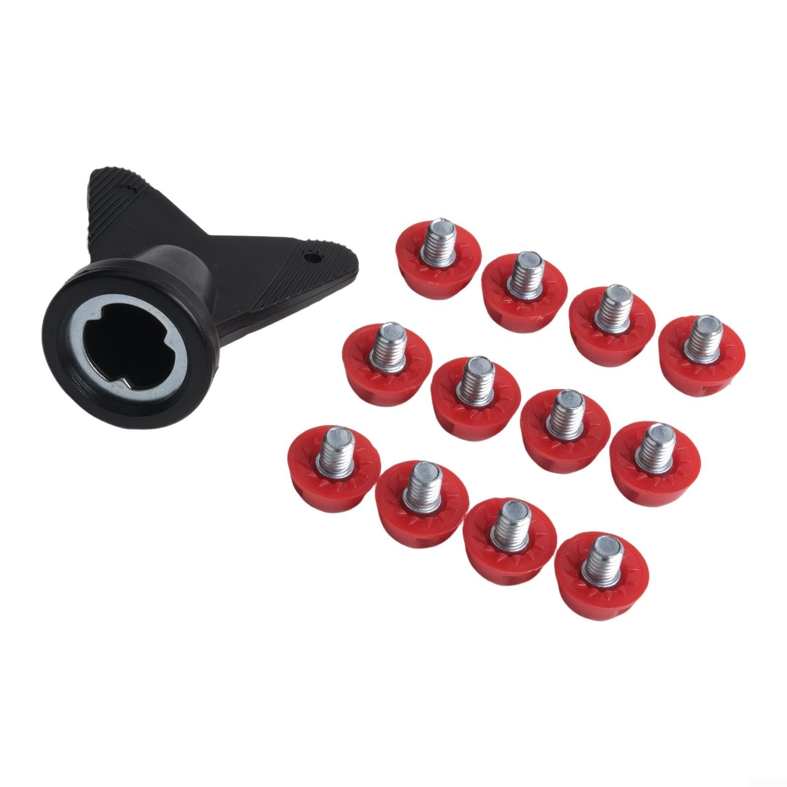 Set di 12 tacchetti di ricambio per scarpe da calcio, misure da 7 mm e 10 mm, per tacchetti da calcio da uomo, presa forte, in plastica antiscivolo, con chiave inglese (rosso)