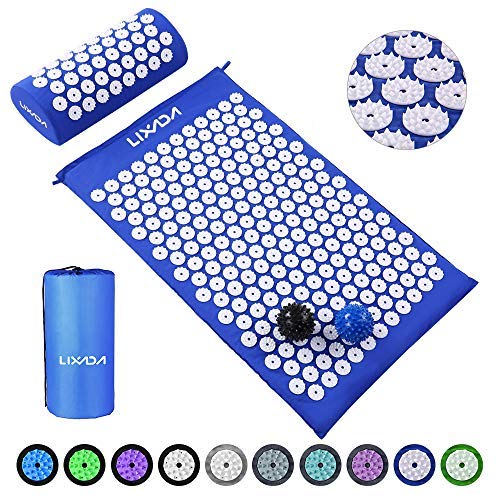 Lixada Acupressure Mat and Pillow Set with 2pcs Spiky Massage Balls for Back/Neck/Feet