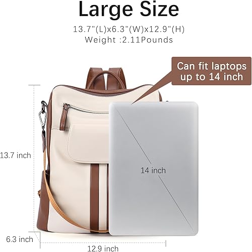 Miniatura 3 de CLUCI Mochila de cuero para mujer, grande, convertible, antirrobo, mochila de viaje, Mochilas de viaje