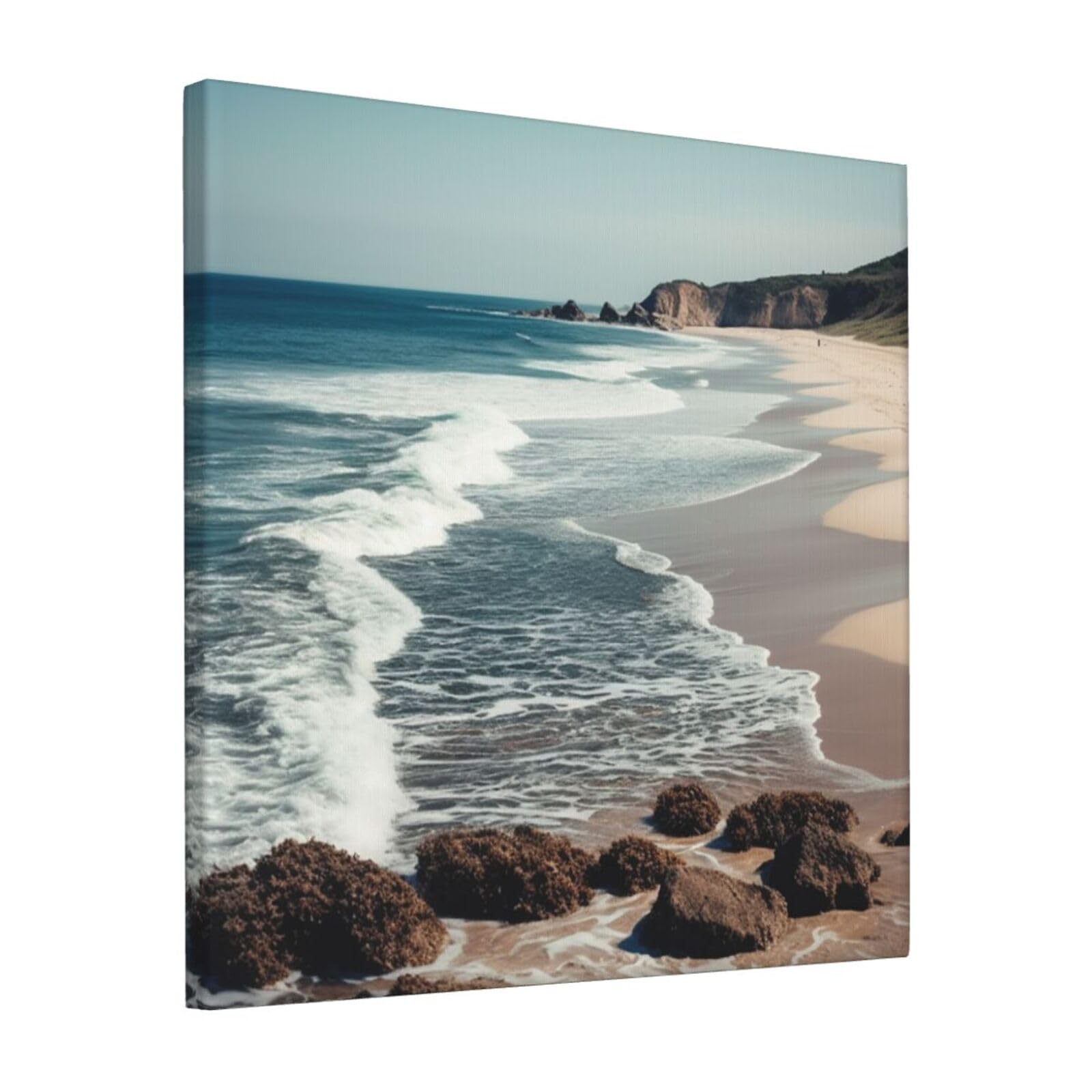 FodPand Beach Ocean Shore Canvas Wall Art for Living Room Wall Decor 12"x12" Modern Artwork Painting Pictures Hanging Canvas Prints Aesthetic Wall Art for Bedroom Bathroom Office Wallart Decor