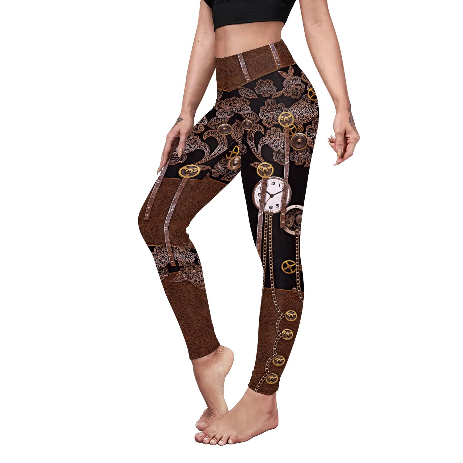 Women Steampunk Retro Leggings Comic Cosplay Punk Print Polyester Gothic Trousers Capris Pants S-4XL Plus Size