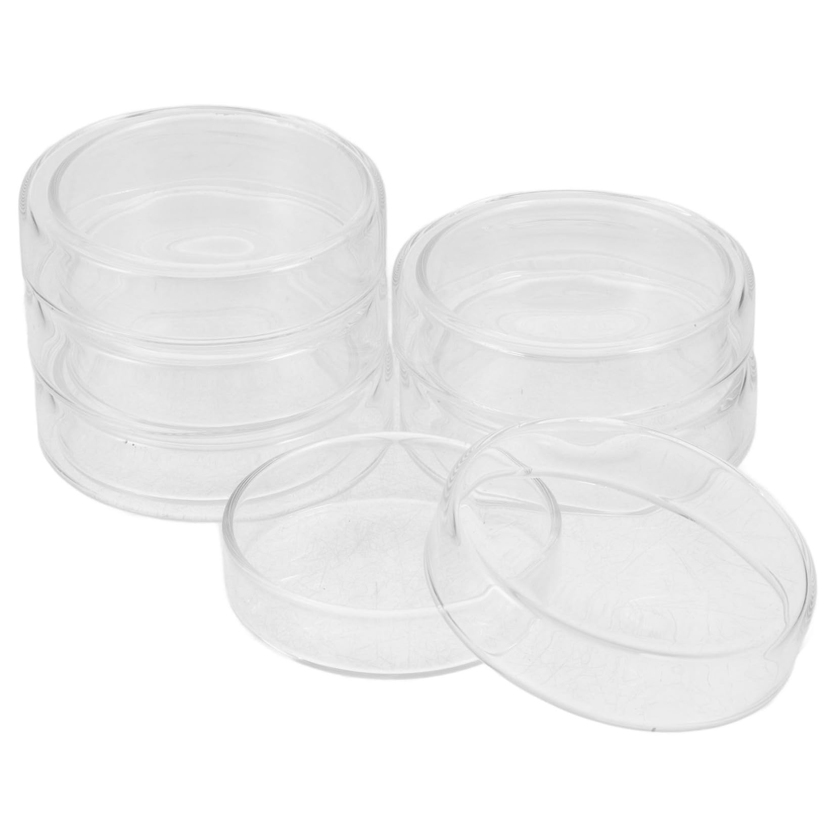 Anneome 6 Stück Agar Petrischalen aus Hochborosilikatglas mit Deckel Wiederverwendbar Hitzebeständig Flache Glas Kulturschalen für Laborexperimente und Forschung