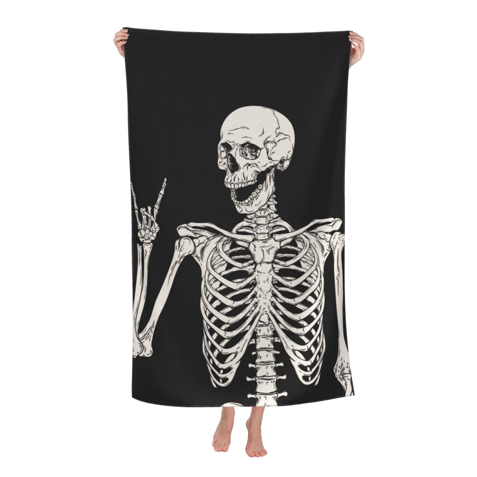 LSRCPD Beach Towel Halloween Day of Dead Goth Skull Cute Funny Skeleton Microfiber Beach Towels Blanket Oversized Tropical Big Extra Large XL Pool Towels Quick Dry Sandproof for Women Girls Kids