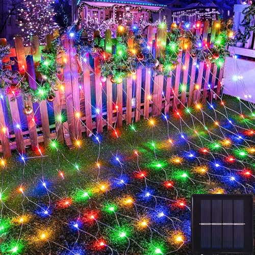 cyindzchwy Solar Net Lights, 204 LED Outdoor Mesh Lights Waterproof, Bush Christmas Net Lights with 8-Lighting Modes for Tree Garden Yard Christmas Wedding Party Decoration (Multi-Colored) cyindzchwy Solar Net Lights, 204 LED Outdoor Mesh Lights Waterproof, Bush Christmas Net Lights with 8-Lighting Modes for Tree Garden Yard Christmas Wedding Party Decoration (Multi-Colored)