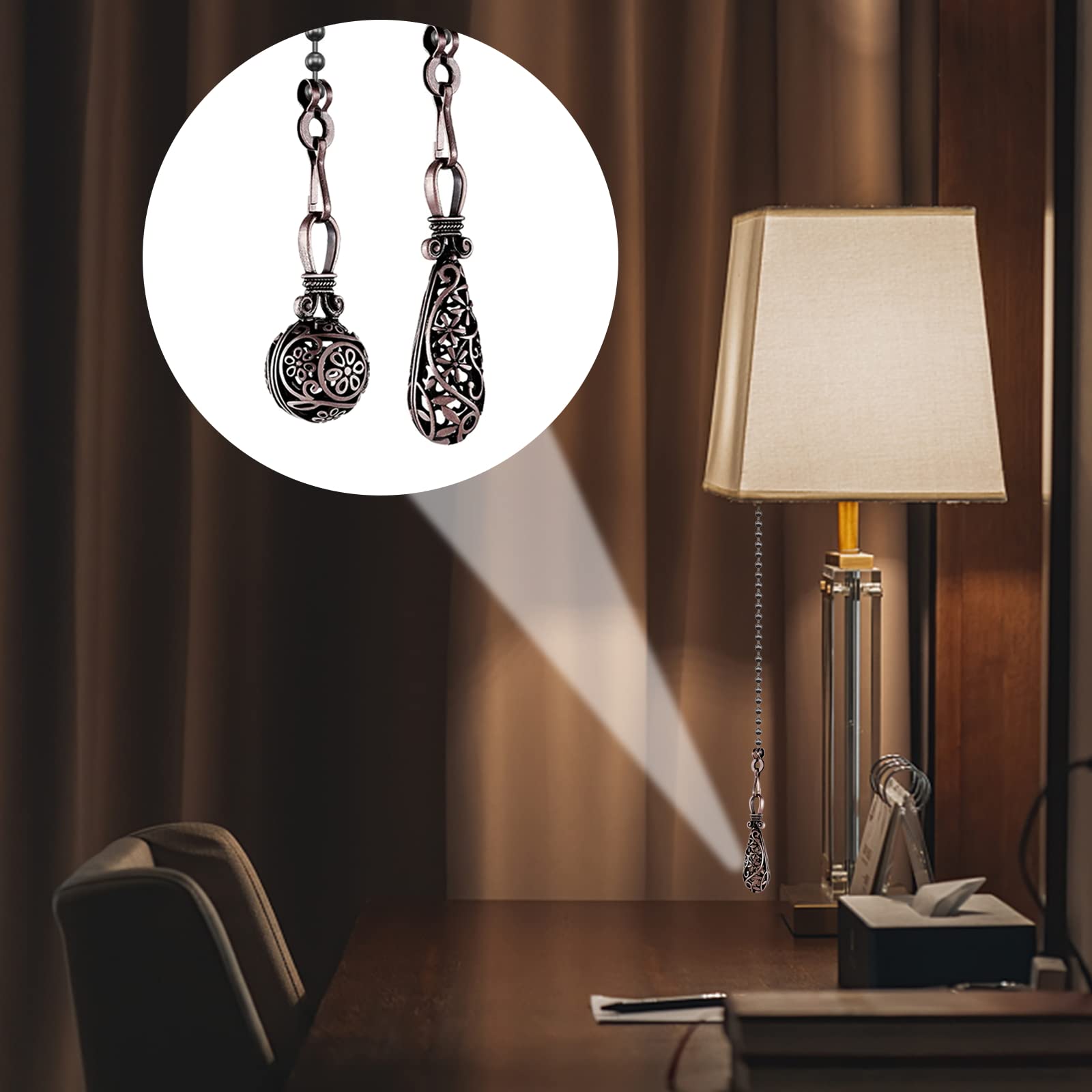 Vintage Bronze Ceiling Fan Pull Chains (2 Pack) -4