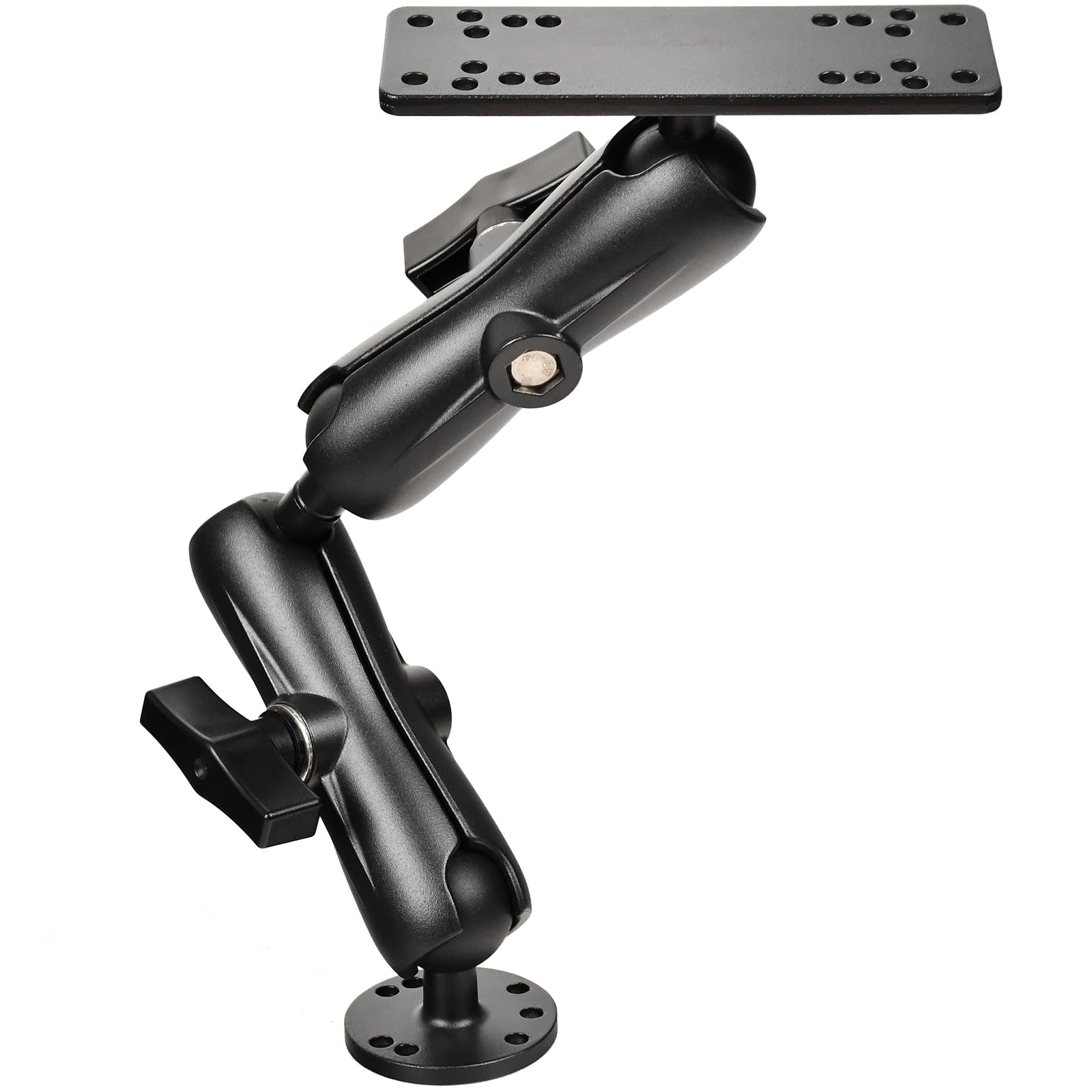 Aluminum Fish Finder Mount with 1.5'' Ball, 14.76'' Dual Rod Extended Arm for Longer Lengths, Marine Electronic Mount for Garmin, Lowrance, Humminbird, Raymarine,Compatible with RAM C-Size Kit