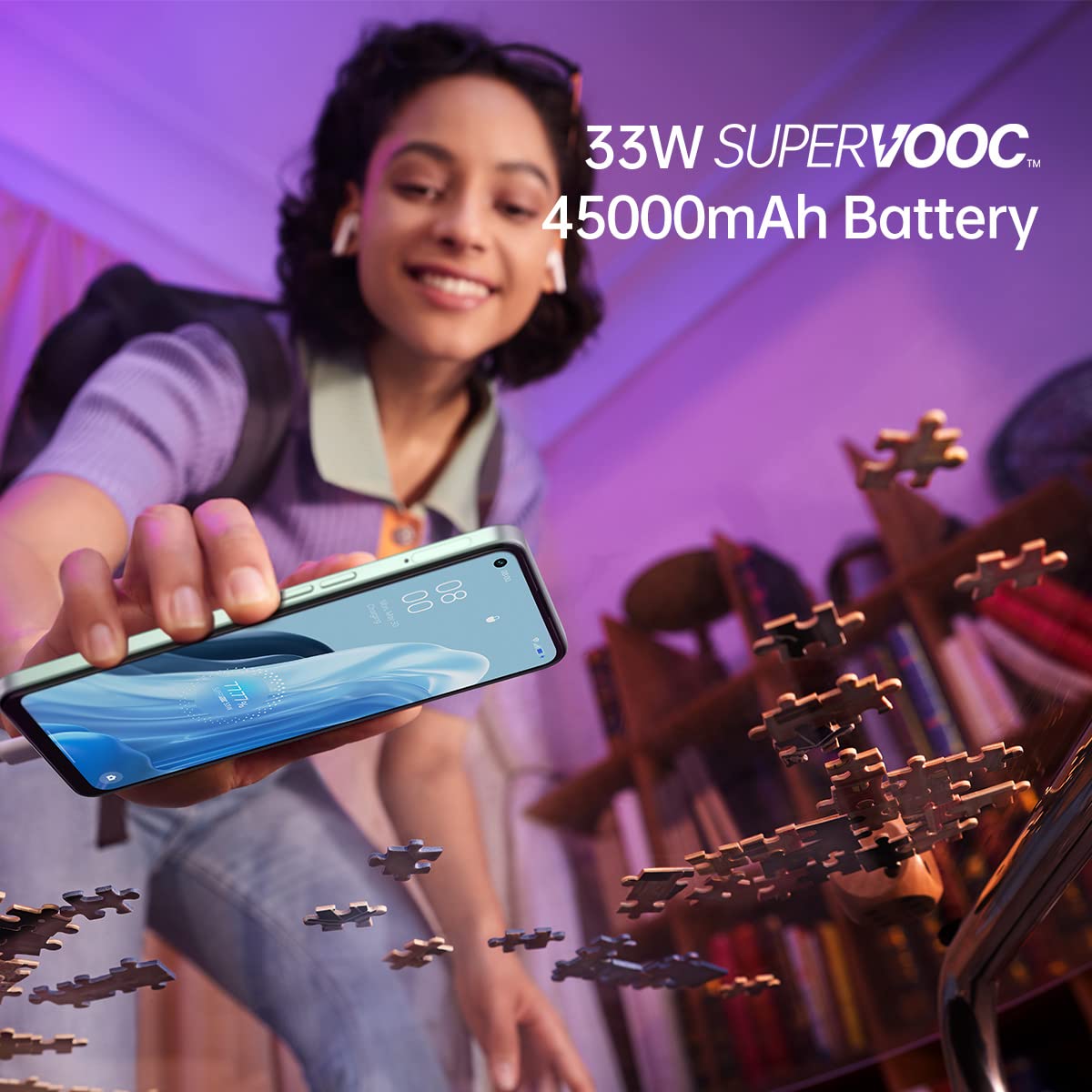 OPPO Reno 8 Lite - Smartphone 5G - 8 Go RAM + 128 Go - Triple Capteur Photo 64 MP, Frontal 32 MP - Écran AMOLED 60 Hz 6,43” - Batterie 4500 mAh + Charge Rapide 33W - Noir Cosmique (Reconditionné)