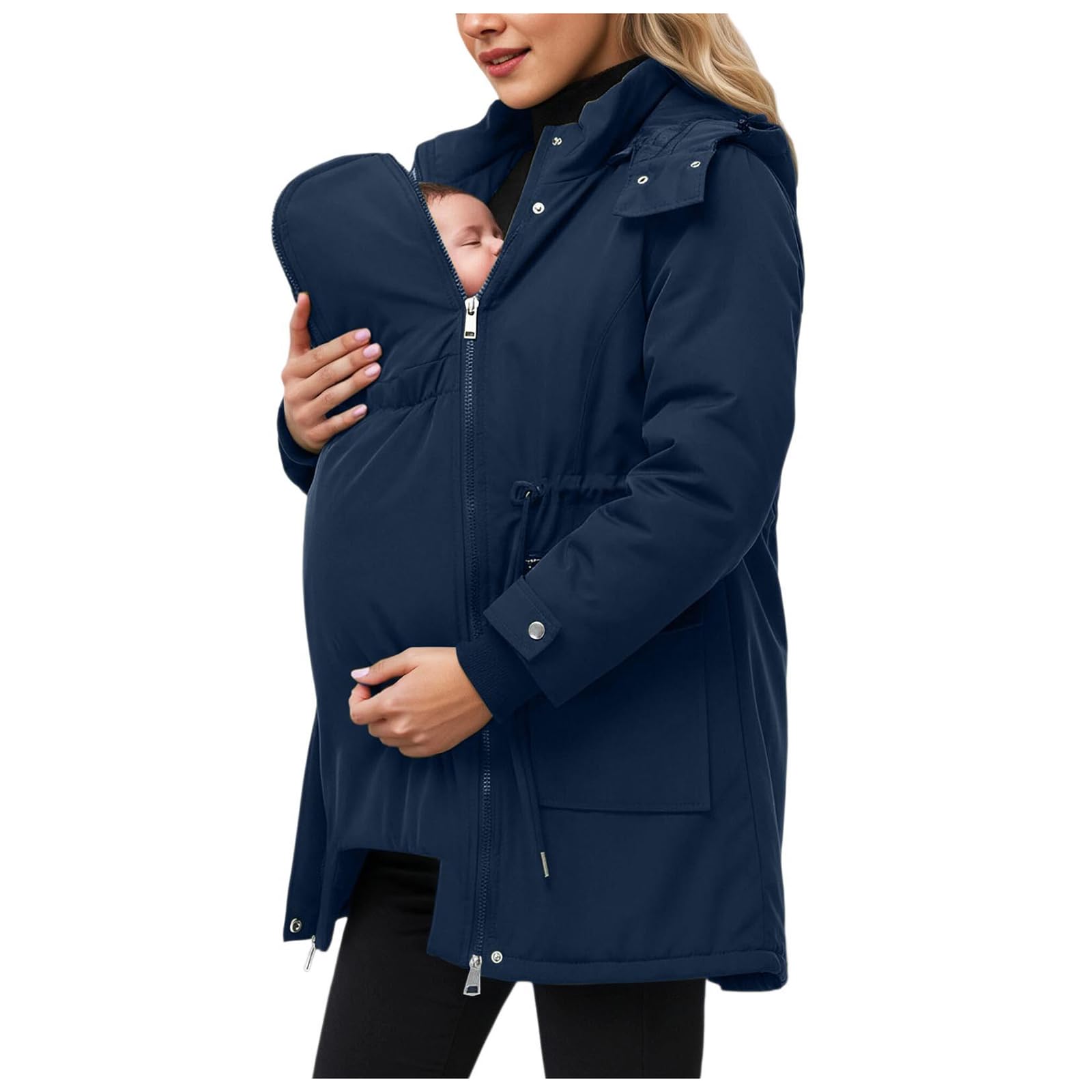 Tragejacke für Mama und Baby,Umstandsjacke mit Babyeinsatz,Umstands 3 In 1 Winter Knielanger Schwangerschaftsjacke mit Babyeinsatz Jackenerweiterung Umstandsmantel Winterjacke Schwangerschaft
