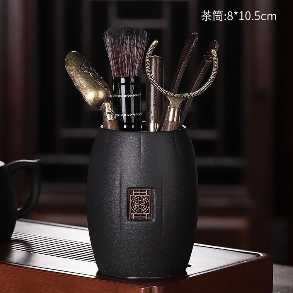 Juego de 6 accesorios for la ceremonia del té, herramientas for preparar té de kung fu con cuchara de aguja for té, soporte de madera for utensilios de té, juego de té chino tradicional for el hogar o