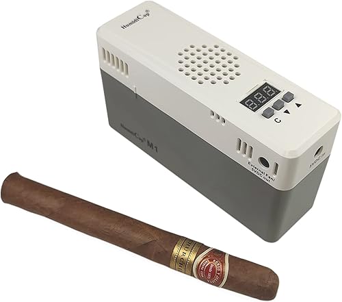 HumidiCup Humidificador electrónico de cigarros M1, para humidores de capacidad de 100-300 puros, rango de ajuste del 40% al 90%, control de humedad