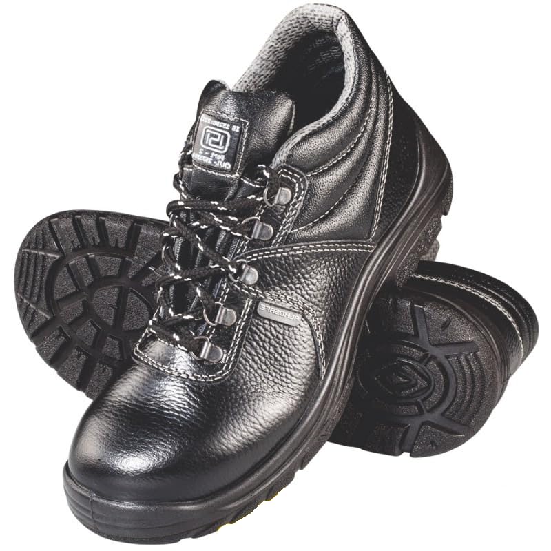 Steel Toe Safety Shoes for Men | APS 1091 Style 5004 | Low Ankle Black Leather Industrial Work Shoes | Anti-Slip PU Sole | is 15298 Certified | Lightweight & Comfortable-image-22
