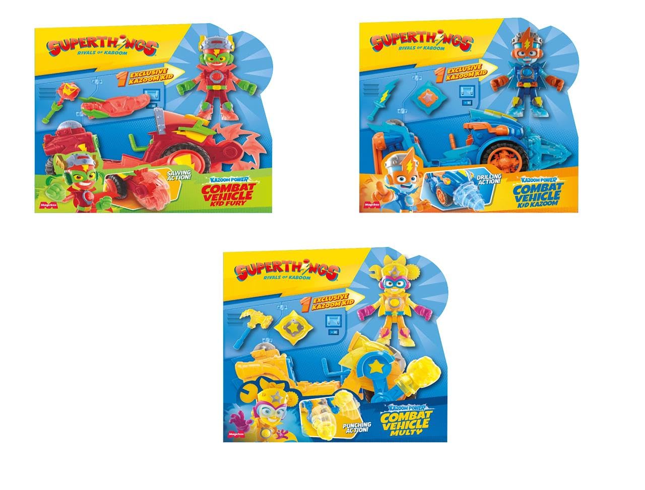 Superthings Kazoom Power - Combat Vehicle Kid Fury Combat Vehicle from the Clan TV Series Kazoom Power, Includes 1 Combat Vehicle, 1 Kid Fury Exclusive, 1 Weapon and 1 Accessories