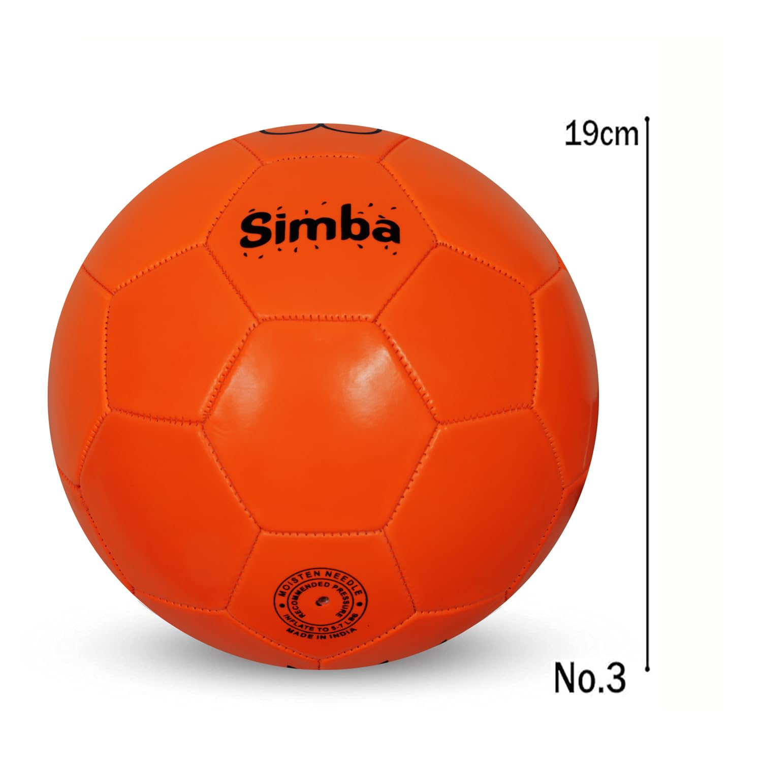 GRS Simba Synthetic Leather Kids-Zone-Sports Football Soccer Toy Ball for 3-8 Years Kids, Size 3 - Simba (Orange) - Image 5 thumbnail