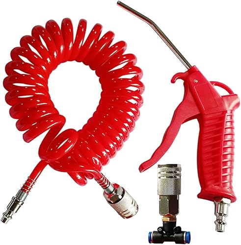 Vista 20 de Beduan Kit de pistola de aire con manguera neumática de poliuretano de 16 pies de largo, pistola de aire resistente para compresor de aire (azul)