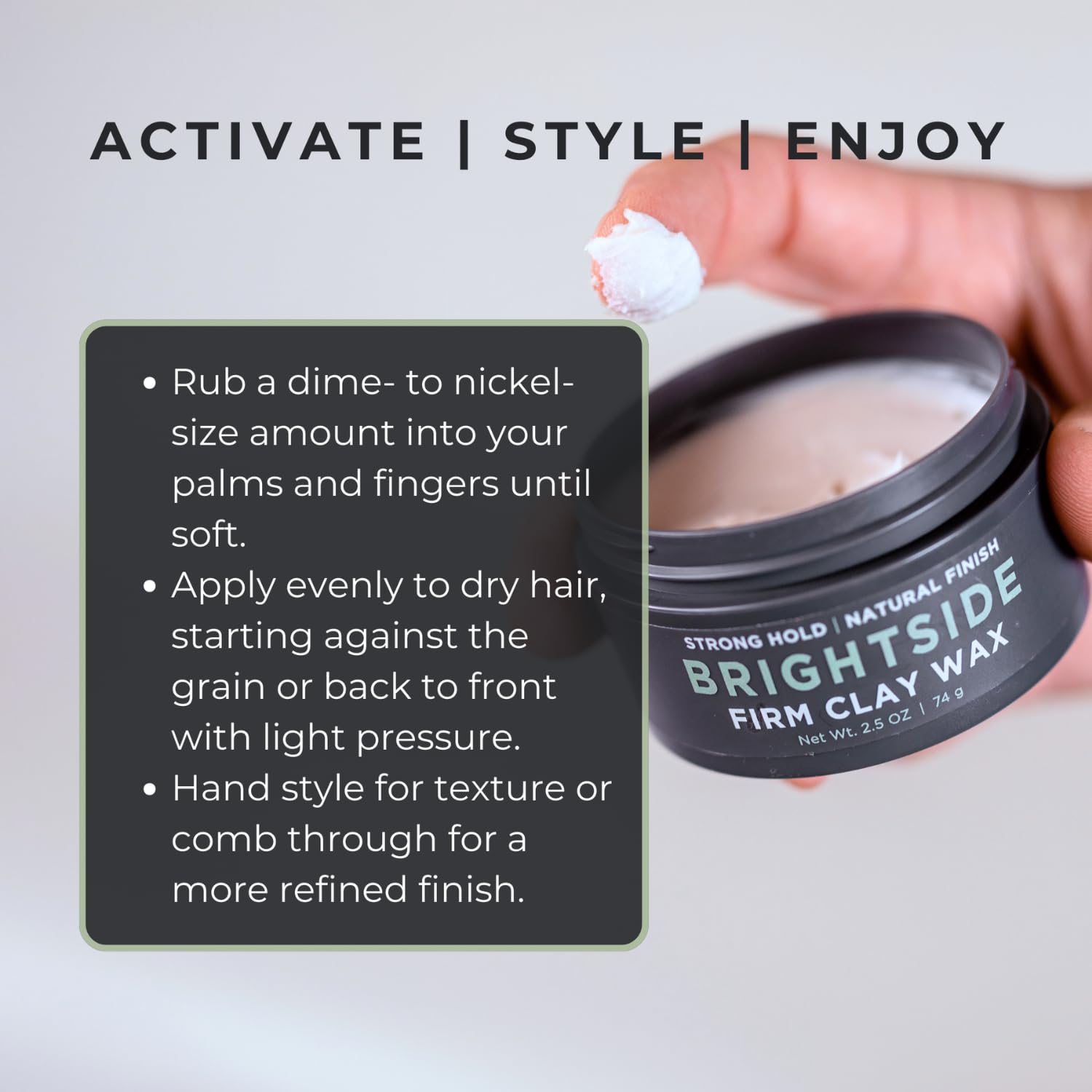 Brightside Firm Clay Wax, Strong Hold Natural Finish Water Based Hair Styling Clay For Men, For All Hair Types - Image 4