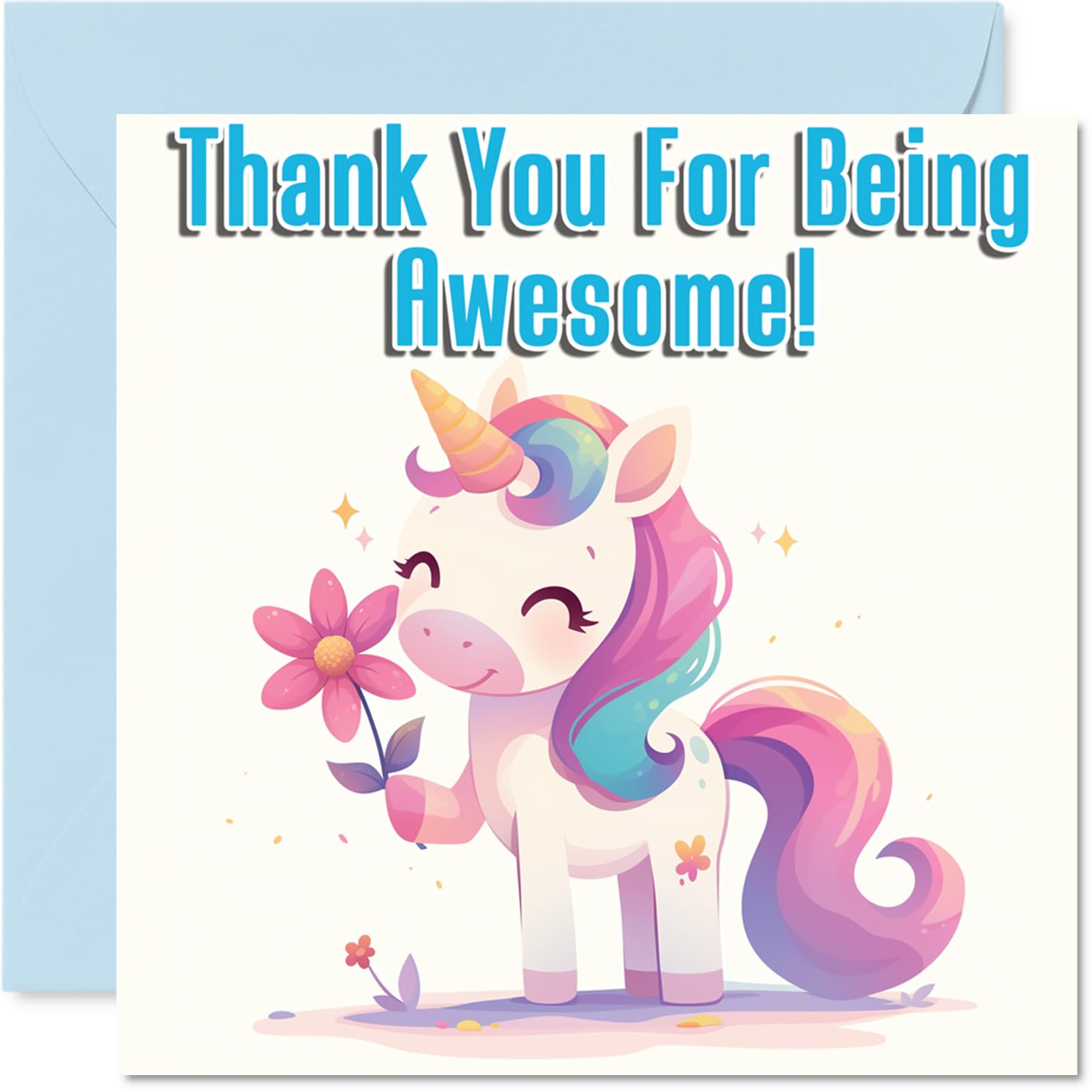 Cute Unicorn Thank You Card for Boys Girls - Awesome Animals - Thankyou Cards for Daughter Grandson Sister Cousin, 145mm Thank You So Much Appreciation Greeting Cards
