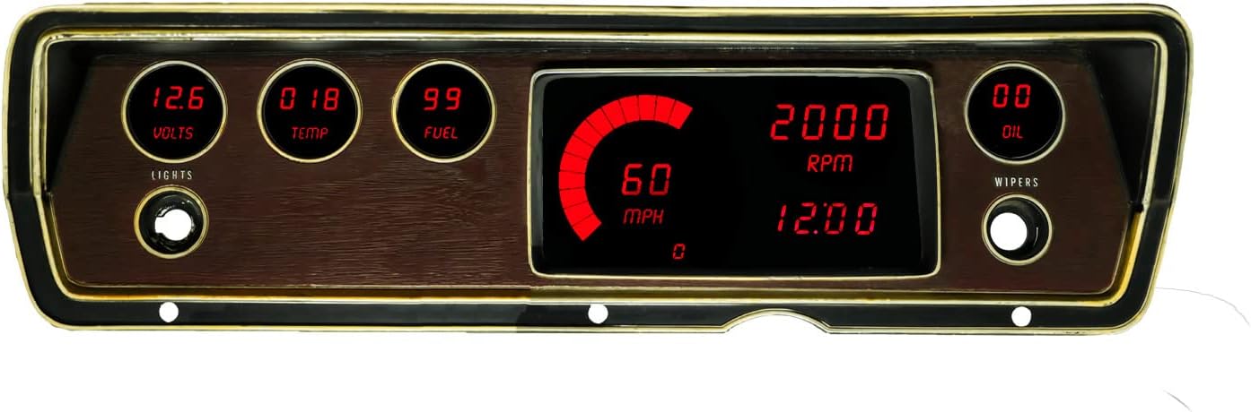 Intellitronix LED Digital Gauge Panel for Dodge Duster/Dart (1970-1976) DP1805W (White)