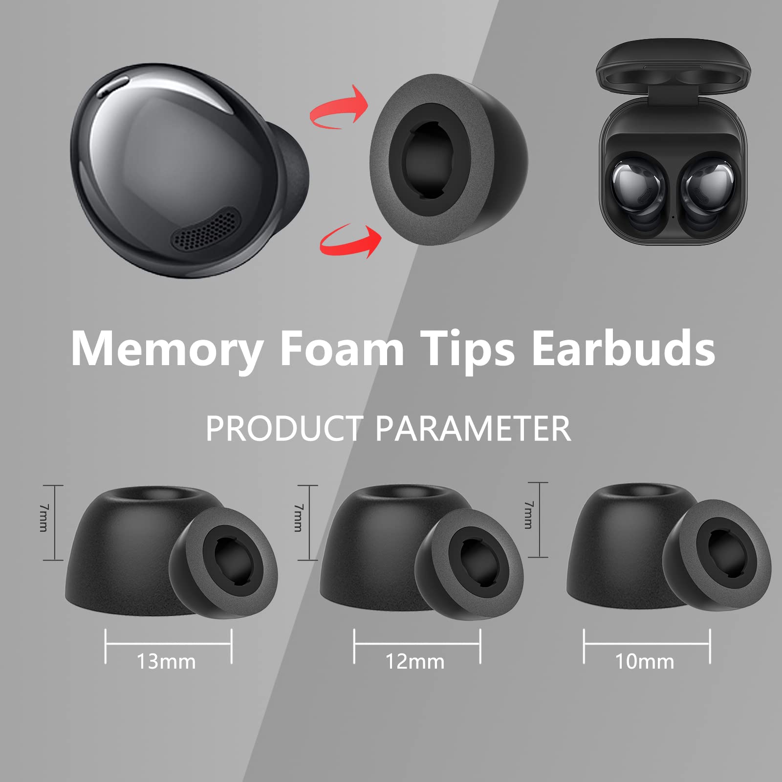 Amazon Com 3 Pairs Memory Foam Ear Tips For Samsung Galaxy Buds Pro Ear Tips Replacement With Three Sizes S M L No Silicone Eartips Pain Reducing Noise Earbuds Anti Slip Replacement Ear Fit In The Case Black Electronics