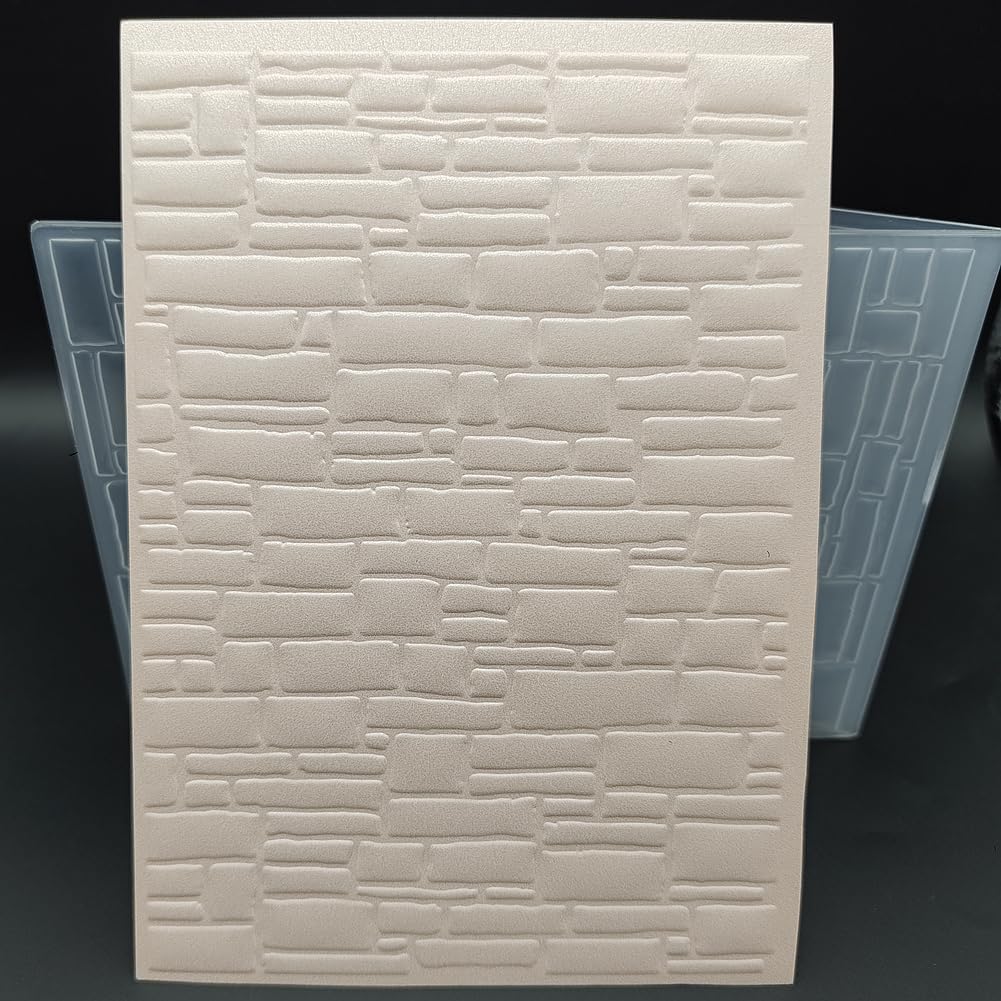 Plastic Embossing Folder 5x7 Inch 3D Stone Wall Background Paper Crafts Plastic Textured Impressions for Card Making Scrapbooking
