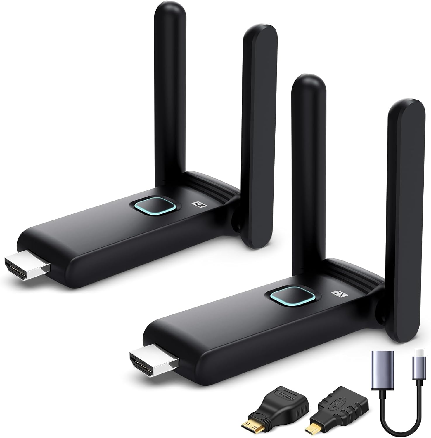 Wireless HDMI 3 Receivers and Transmitter,50M/165FT,No Hot,Plug and Play,2.4/5.8GHz Wirelessly Stream to Multiple TV/Projectors,USB-C Wireless HDMI Splitter for MacBook/Camera/Laptop