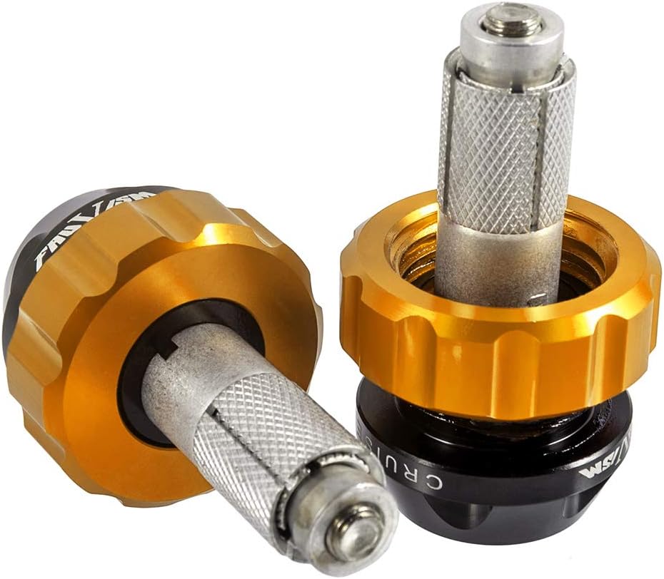 Throttle Lock Cruise Control Grip End Handlebar Plug Slider for 22mm Motorcycle Handlebars with 14mm/18mm Inner Diameter or Handlebars with M6 Screw Holes Gold