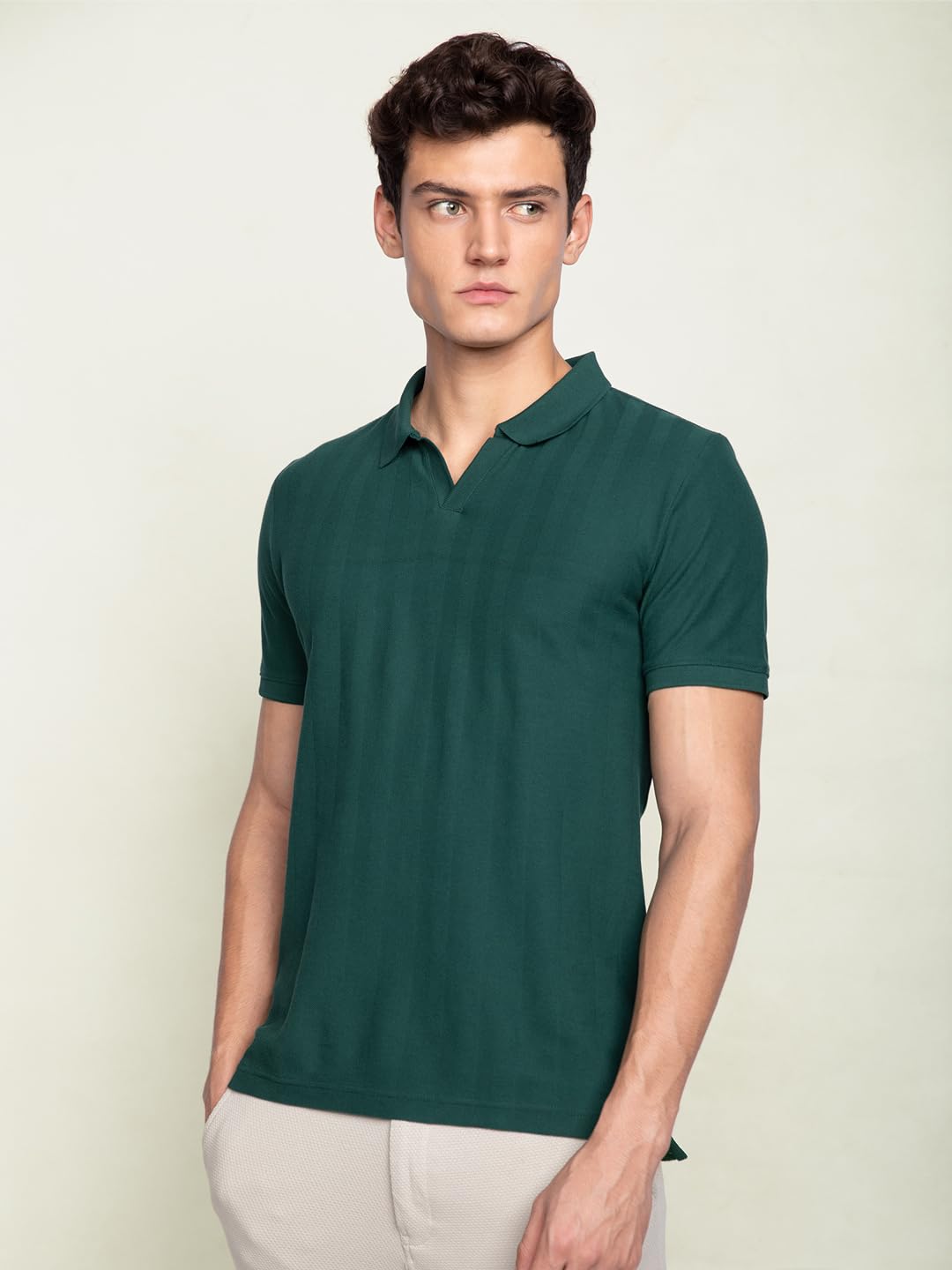 DAMENSCH Camiseta polo de piqué para hombre, textura llamativa, refrescante todo grado, algodón de primera calidad, textura de espiga, cuello Johnny