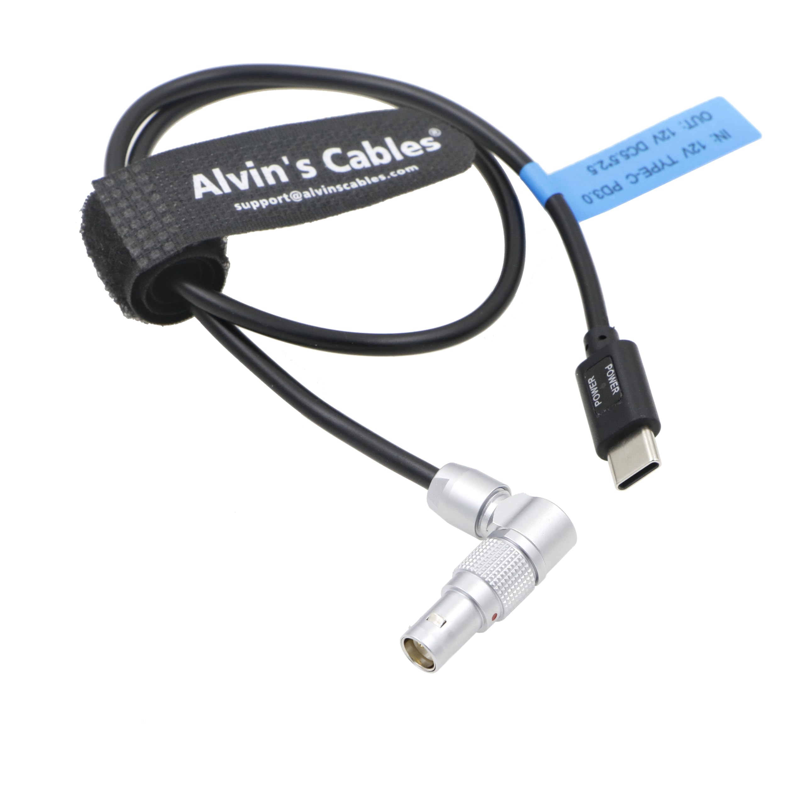 Alvin's Cables Cable de alimentación PD USB-C tipo C a hembra de 2 pines, cable de carga rápida para cámara Komodo roja de 45 cm