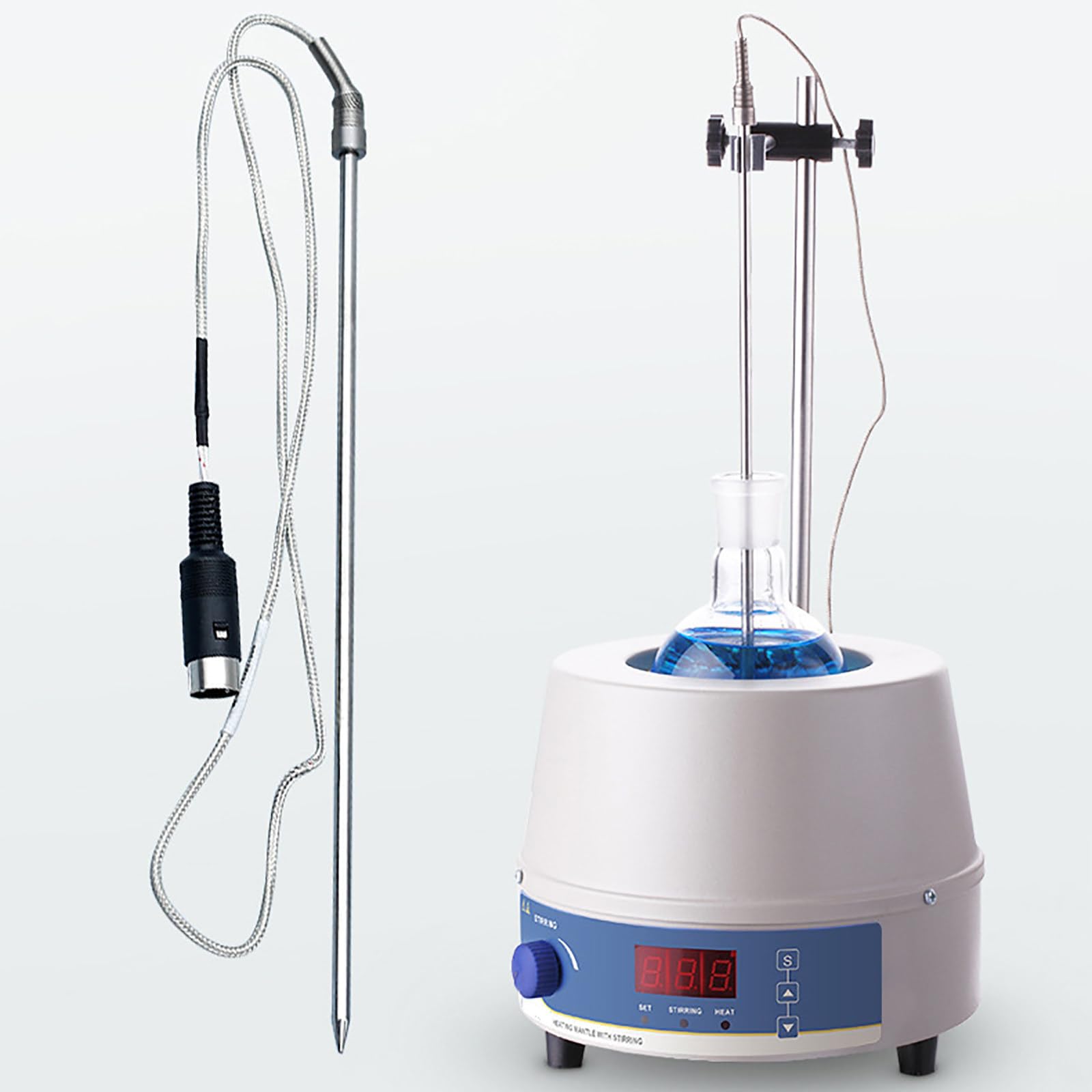 PłAszcz Grzewczy Laboratoryjny (100-2000ml), MieszadłO Magnetyczne Z WyśWietlaczem Cyfrowym, Bezstopniowa Regulacja PręDkośCi + Kontrola Temperatury RT-380℃, Z Czujnikiem Sondy,2000ml
