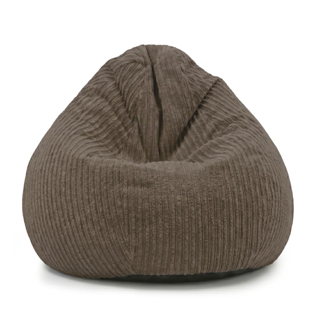 rucomfy Adult Slouchbag Beanbag Chair - Soft Corduroy (Taupe, Beanbag)