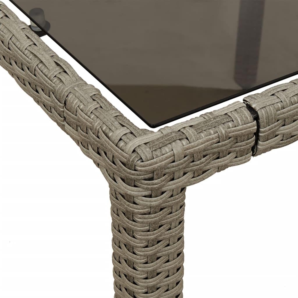 Myheimly Gartentisch mit Glasplatte Hellgrau 190x90x75 cm Poly Rattan