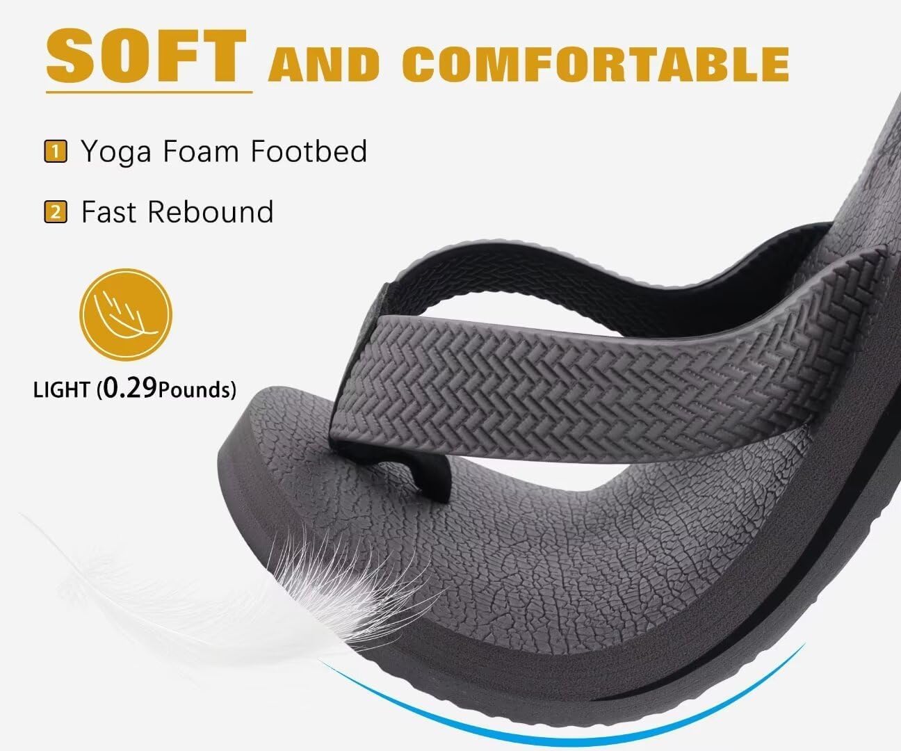 KuaiLu Men's Flip Flops Arch Support Summer Beach Pool Water Thong Sandals Waterproof Rubber Walking Shoes - Image 3