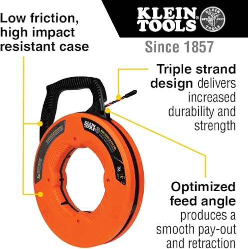 Miniatura 2 de Klein Tools 50375 Cinta de pescado de 75 pies, poliéster Hi-Flex, solución de tracción de cable eléctrico para flexibilidad y resistencia
