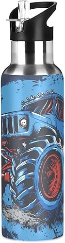 Vista 55 de Botella de agua amarilla para niños y niños, con aislamiento de acero inoxidable, para agua fría y caliente, con tapa con pajilla, para deportes