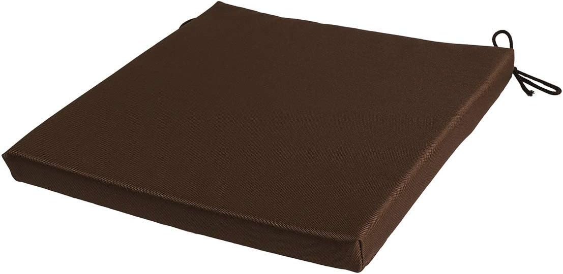 SOFTILLO Waterproof Patio Chair Cushion with Seat Ties - Indoor and Outdoor Furniture Seating - Water-Resistant Polyester - Kitchen Dining, Lawn & Garden, Coffee Shop Use - 36 x 36 cm - Brown