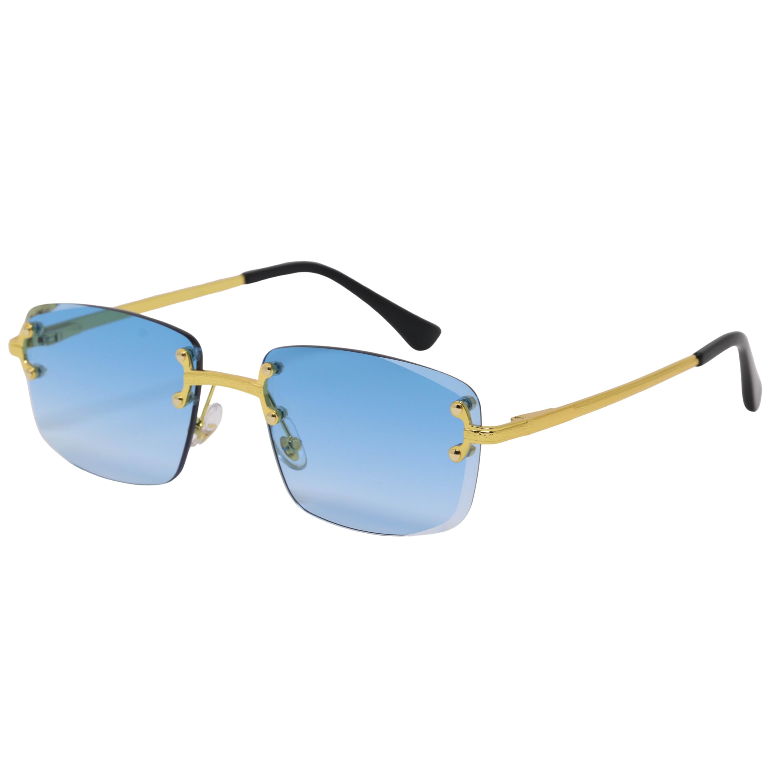 Gafas rectangulares retro sin montura con marco de alambre de metal cuadrado vintage, estilo hip hop sin marco para hombres y mujeres