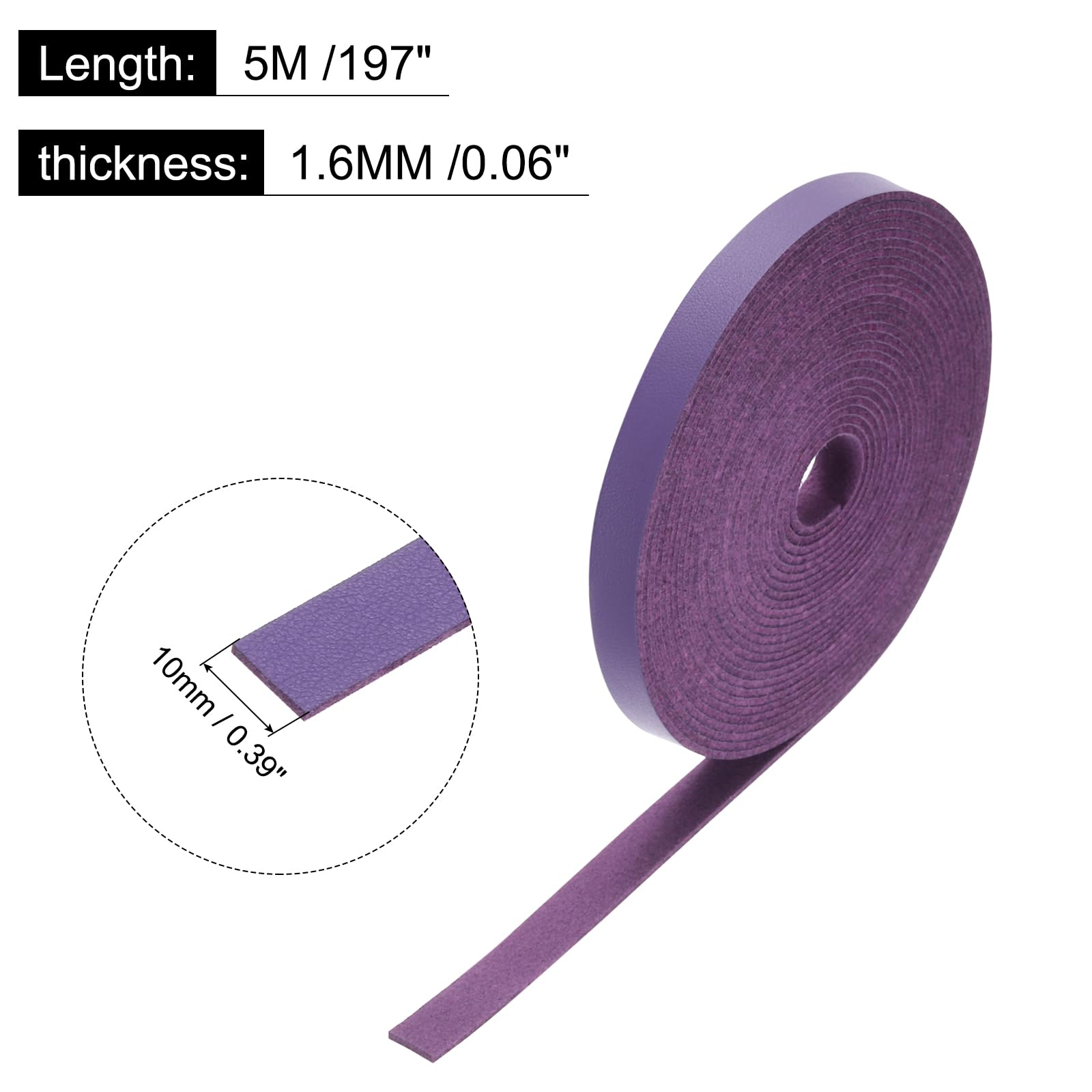 Rebower Flat Leather Cord,197 Inch 10mm Leather String PU Faux Leather Strips Strap,[for Jewelry Making DIY Craft Projects Belts Keychains Accessories]-5m/Purple