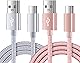 USB Type C ケーブル 【2本セット＆1.83ｍ】 タイプc ケーブル QC3.0対応 スマホ充電ケーブル iPoto 急速充電 USBコード Androidケーブル iPad Air4,iPadPro, アンドロイドなどのタイプC多機種対応 (シルバー+ローズゴールド）