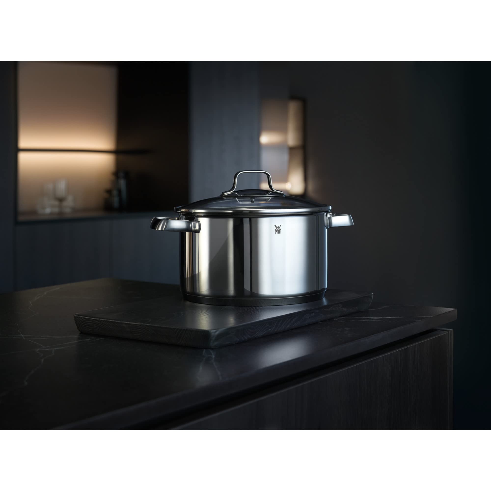 WMF Belmonte Topfset Induktion 5-teilig, Kochtopf Set mit Glasdeckel, Cromargan Edelstahl poliert, Töpfe Set unbeschichtet, silber, ohne Innenskalierung, für alle Herdarten geeignet, tropffrei