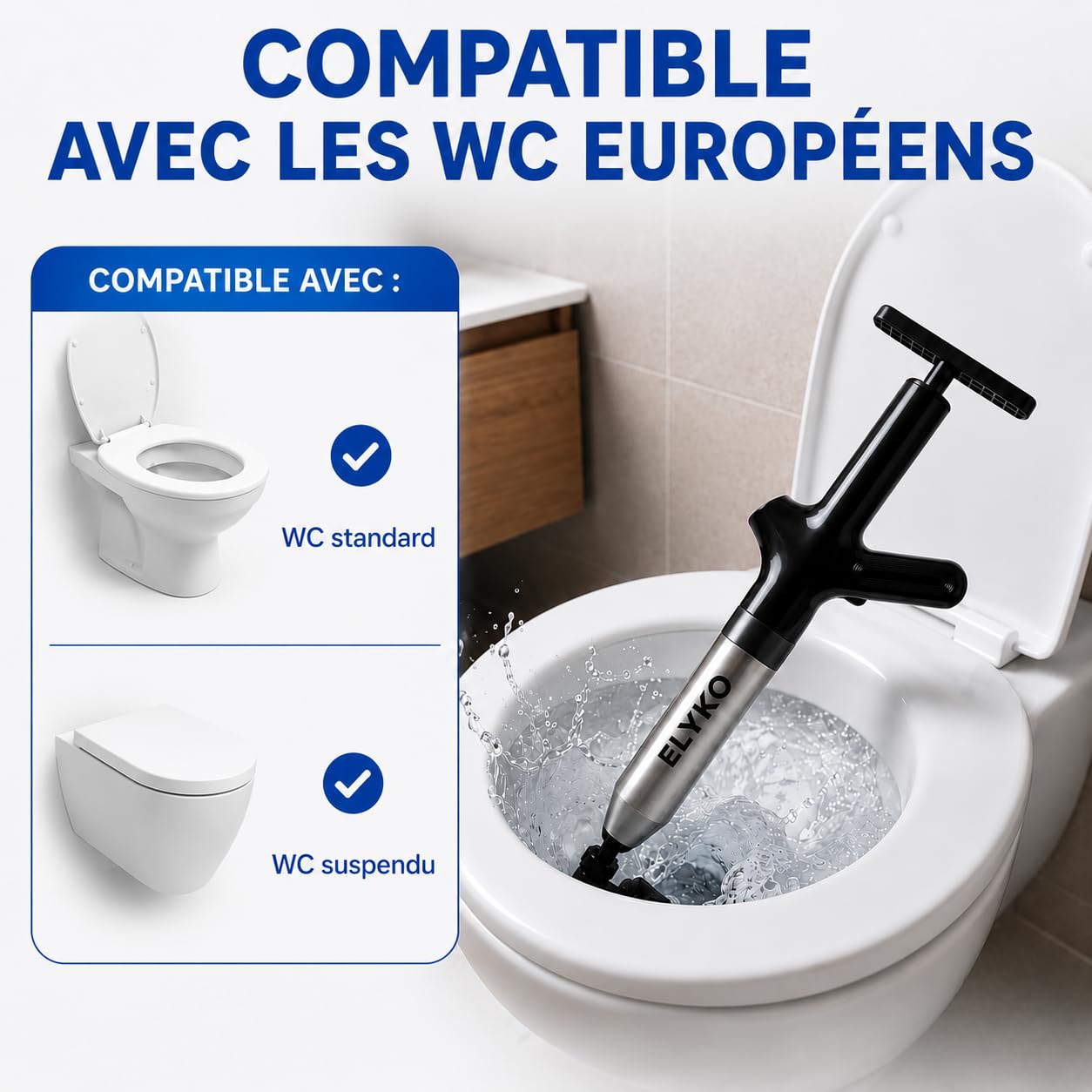 Déboucheur WC & Canalisations Haute Pression 8 Bars Réutilisable