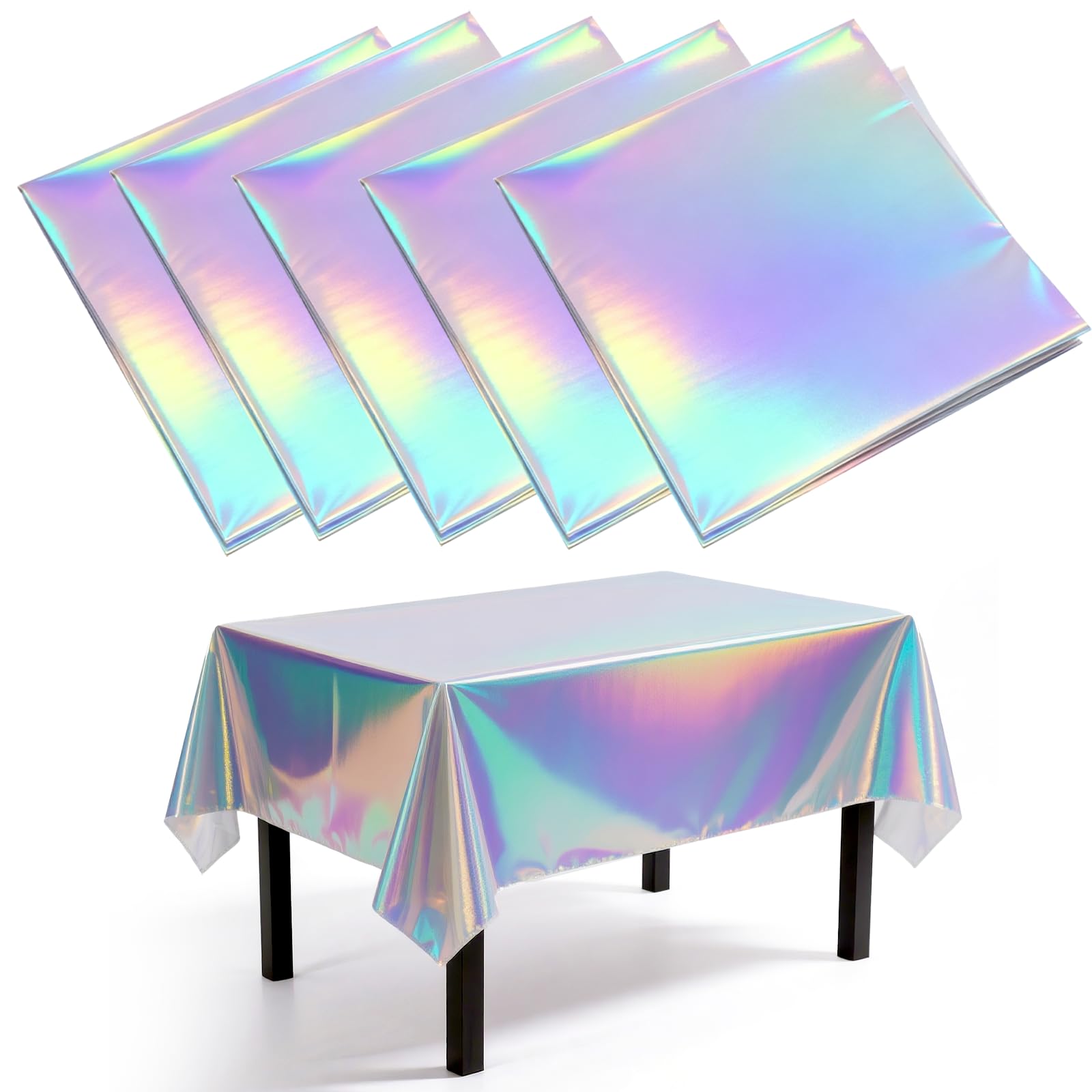 6 Pcs Nappe Anniversaire à Paillettes Arc-en-Ciel Rectangulaire 137x274cm - Imperméable Pour Fêtes