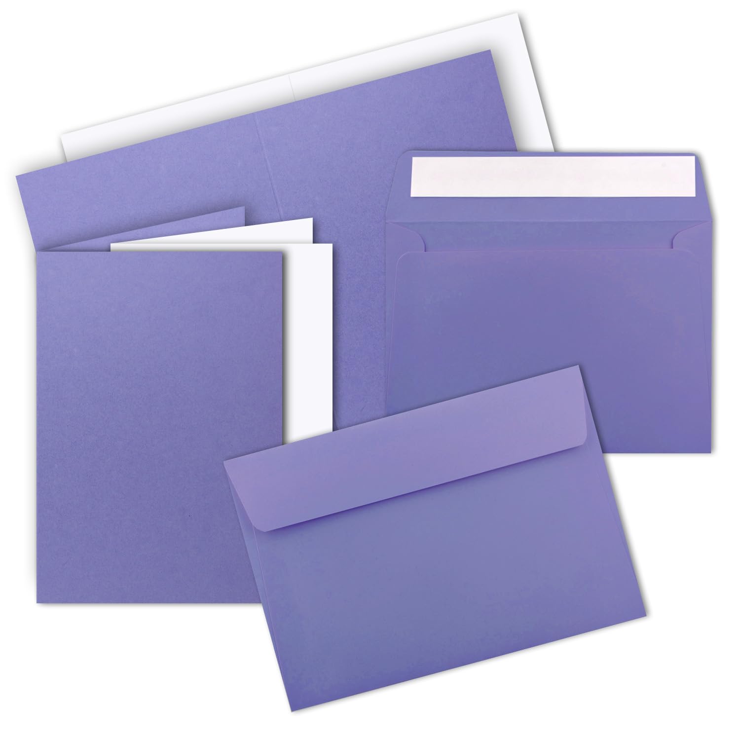 500x Faltkarten Set mit Einleger DIN A6 / C6 - Doppelkarten mit Umschlägen und Einlegern - Violett (Lila) - 14,8 x 10,5 cm (105 x 148 mm) - Haftklebung