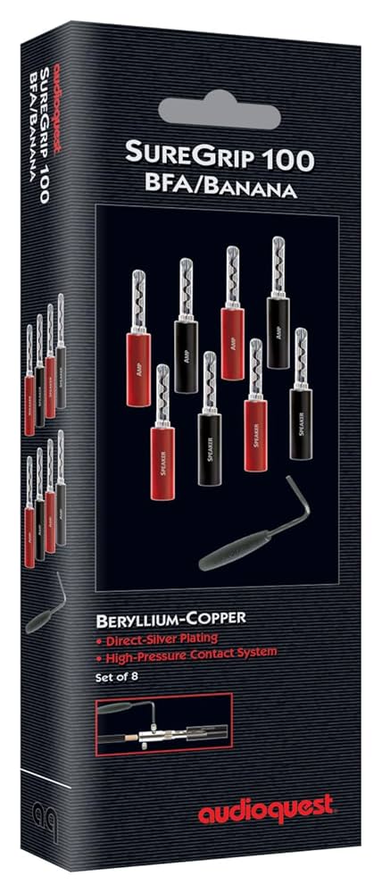 2セット audioquest SureGrip BFA バナナプラグ AudioQuest SureGrip 100 BFA/Banana Direct-Silver Plating