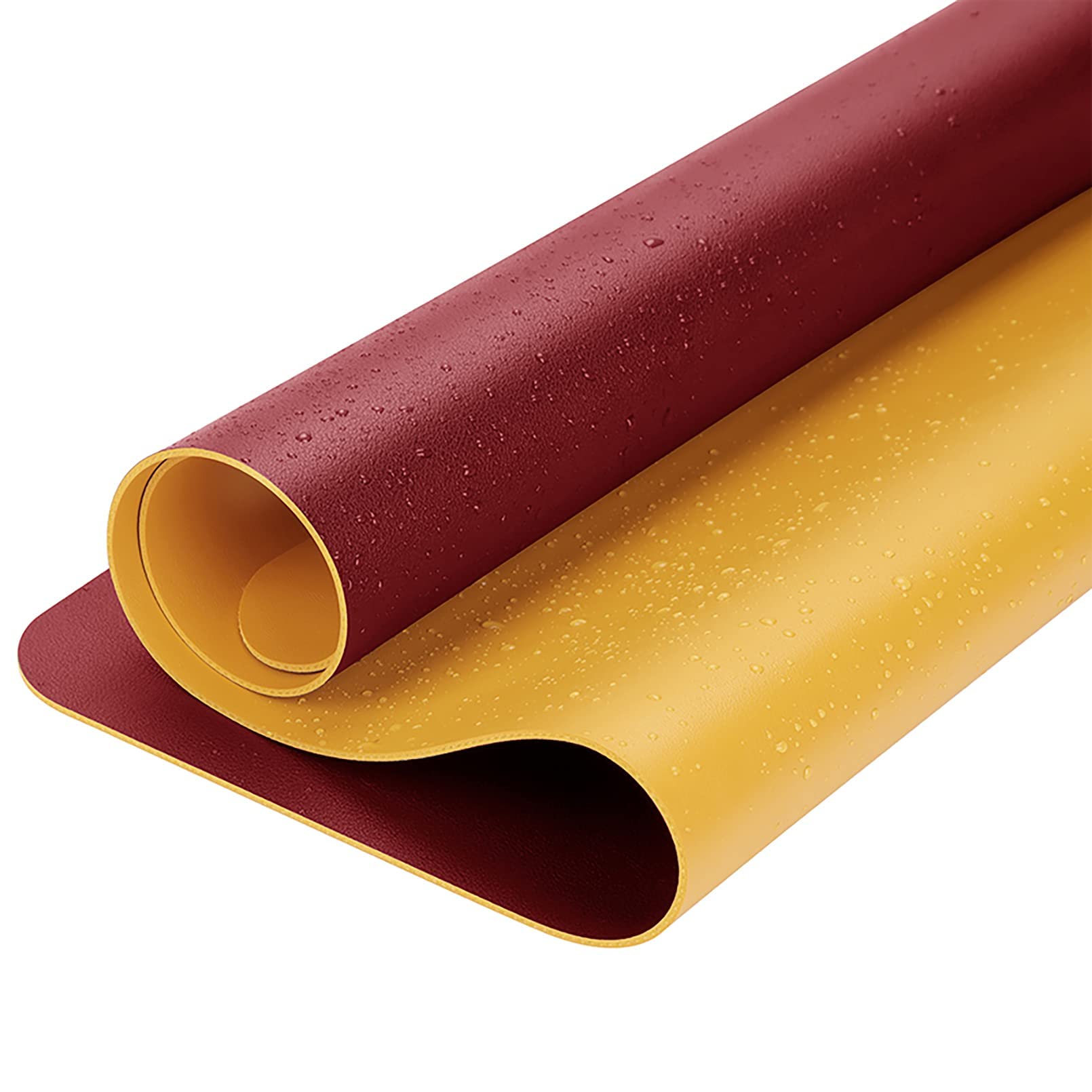 Alfombrilla Ratón, Almohadilla Raton Protector Escritorio Hecho De Cuero PU Impermeable Protector Mesa Escritorio La Oficina Y El Hogar Doble Cara Rojo + Amarillo 110x140cm/43.31x55.12in