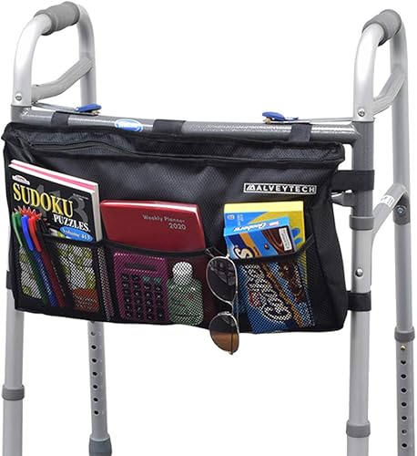 AlveyTech Bolsa organizadora universal de lujo  para caminante de movilidad y rodillo como conducción, Invacare, Merits, Medline  Amplio
