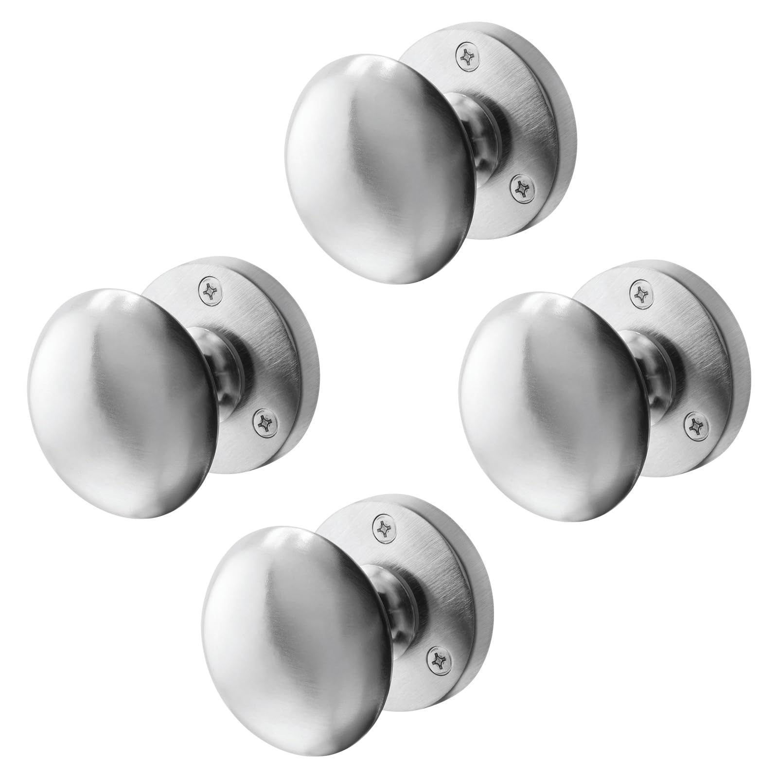 EAI Satin Door Knobs - 2 Pairs of Satin Chrome Victorian Mortice Knobs (55mm) for Internal Doors