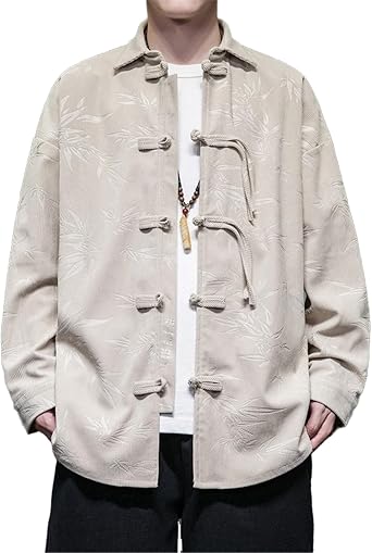 Chinese-Style Embroidered Jacket for Men, Spring and Autumn Chinese-Style Retro Jacket with Large Size and Loose Fit