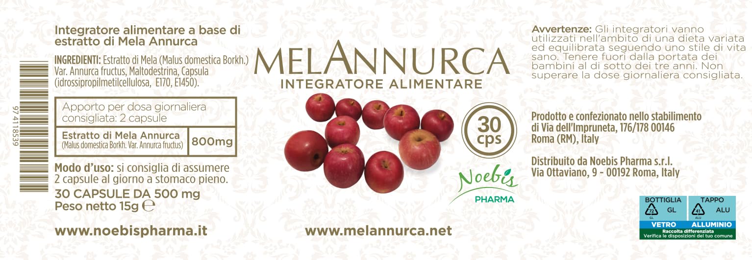 MELANNURCA - 30 CAPSULE - LA MELA DEL CUORE - con vero estratto di mela Annurca alleata della salute dei capelli | genuino naturale 100% alta qualità (Confezione da 4)