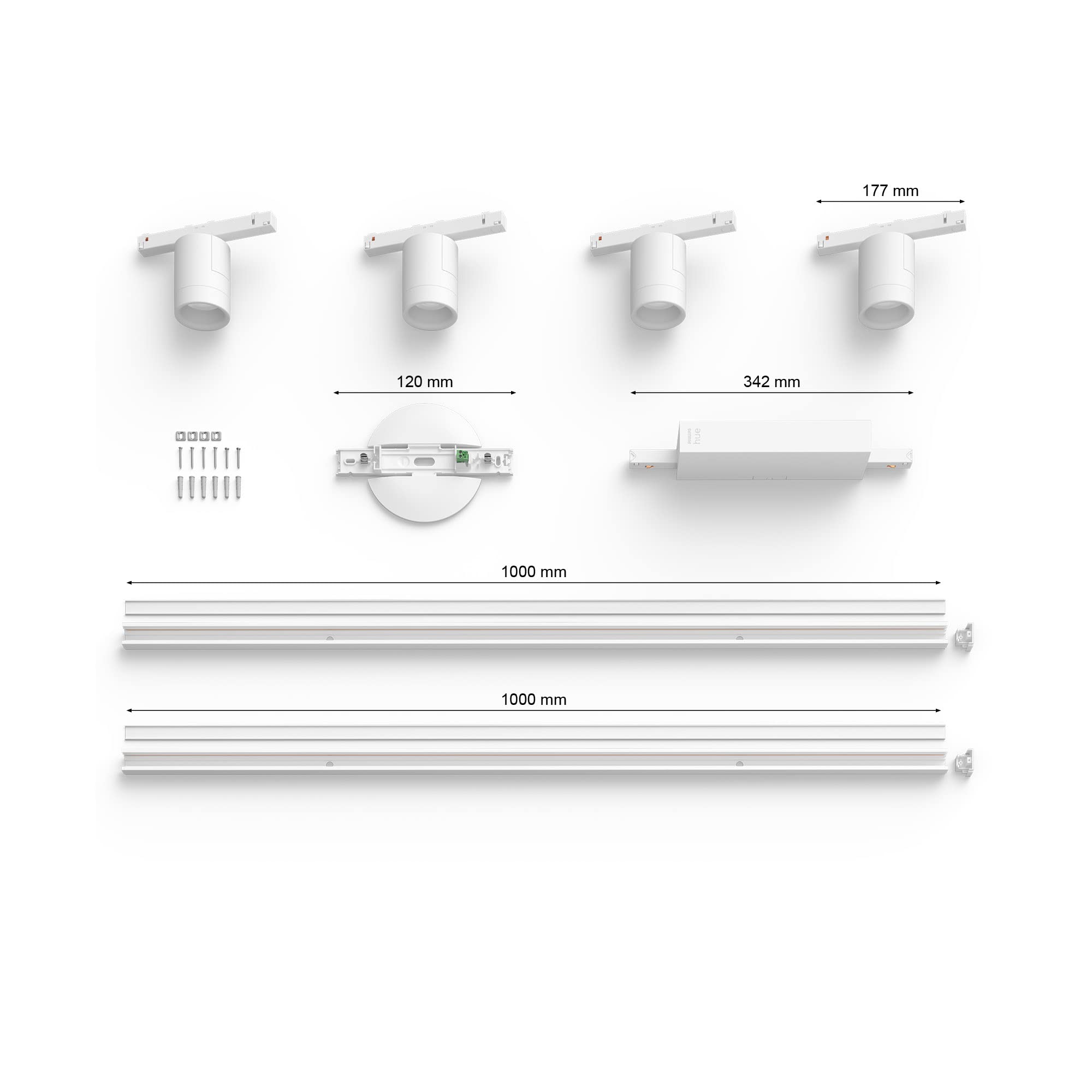 Philips Hue - Perifo Iluminación en carril Luz Blanca y de Colores - Set carril y 4 focos (blanco) - 212cm - Anclajes incluidos