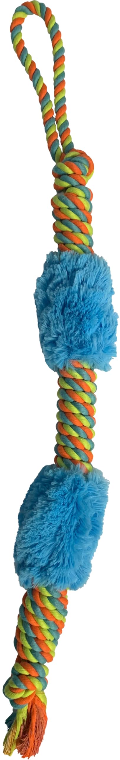 WUNDAPETS HEM & BOO ROPE TUG TOY WITH FUR DOG PUPPY DURABLE TOUGH PLAY TOY 76 X 7 X 4 CM
