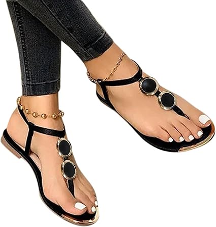 buckle strap flat heel sandals